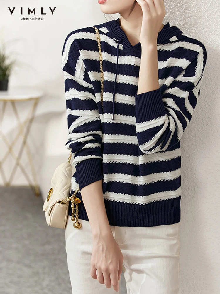 Vimly Hooded Pullovers Striped Sweater Jumper for Women 2023 Autumn Winter Elegant Fashion Long Sleeve Hoodies Knitwear 71136
Vimly Hooded Pullovers Striped Sweater Jumper for Women 2023 Autumn Winter Elegant Fashion Long Sleeve Hoodies Knitwear 71136