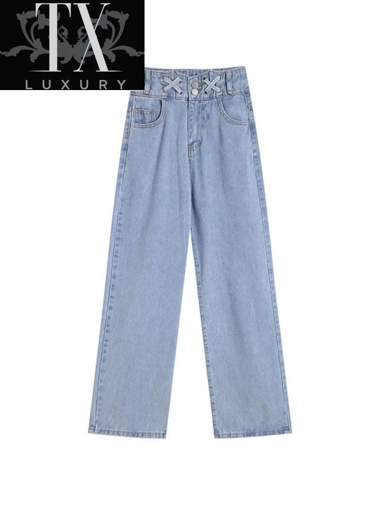 High Waist Autumn Women Denim Fashion Light Blue Straight Wide Leg Pants All-Match Streetwear Jeans Trousers Mujer
High Waist Autumn Women Denim Fashion Light Blue Straight Wide Leg Pants All-Match Streetwear Jeans Trousers Mujer