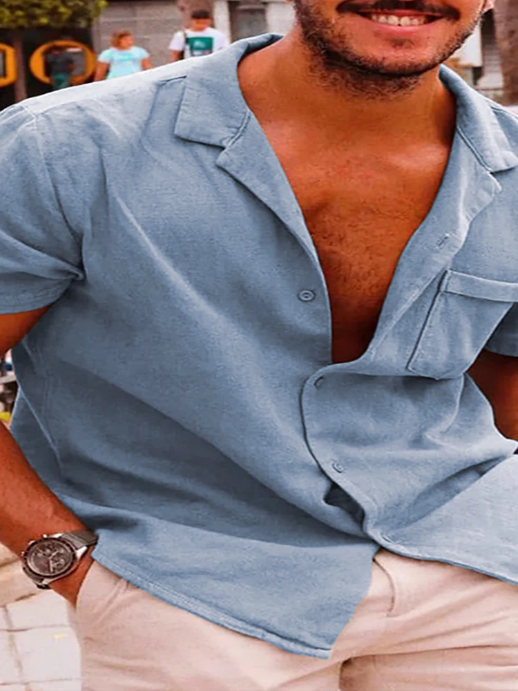 2022 Summer Short Sleeve Casual Shirts Men Solid Turn-down Collar Button-up Shirt Vintage Loose Cardigan Tops For Men Streetwear
2022 Summer Short Sleeve Casual Shirts Men Solid Turn-down Collar Button-up Shirt Vintage Loose Cardigan Tops For Men Streetwear