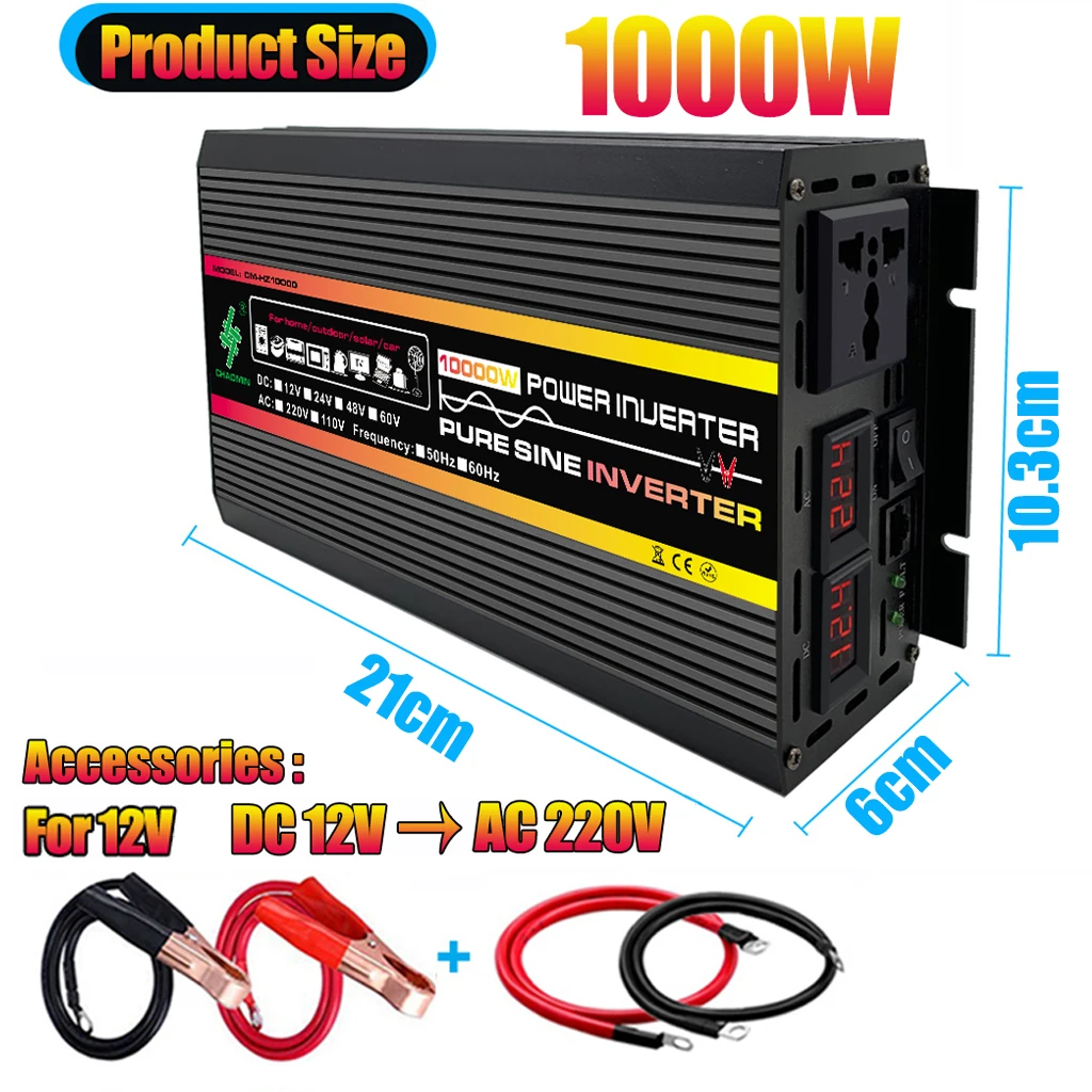 10000W Pure Sine Wave Inverter DC 12V 24V To AC 220V Power Inverter Car Inverter for Solar System Home Outdoor RV Car
10000W Pure Sine Wave Inverter DC 12V 24V To AC 220V Power Inverter Car Inverter for Solar System Home Outdoor RV Car