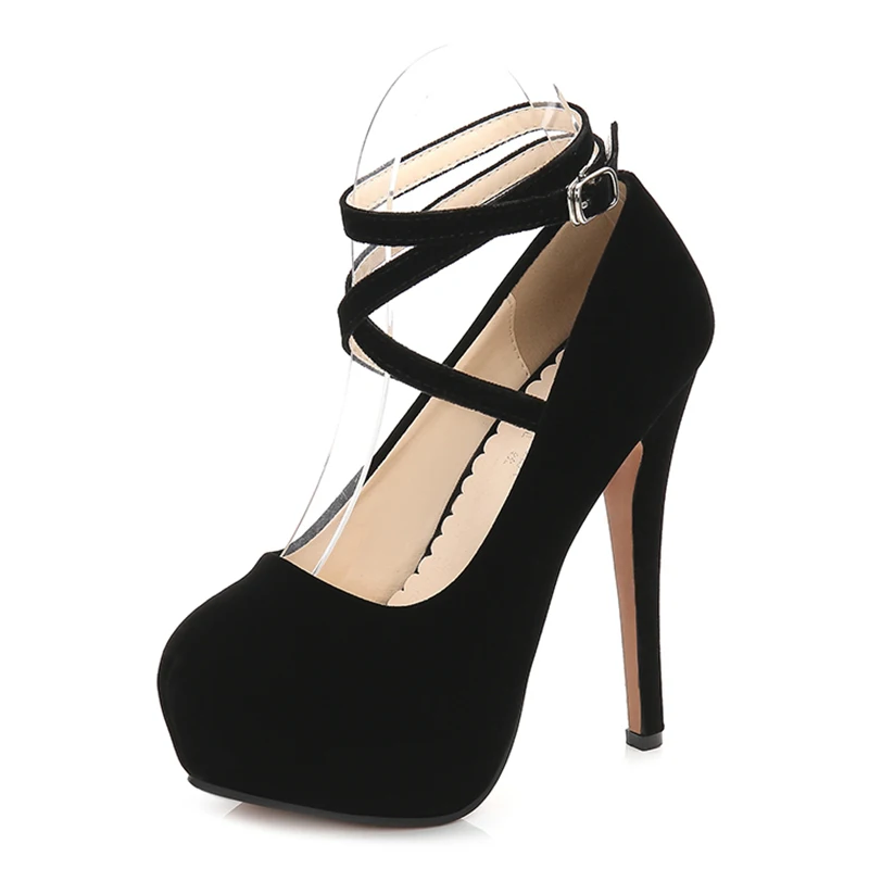 Pumps High Heel Women New Style Flock Fashion Cross Straps 14cm Heel High 4cm Platform Model Nightclub Sexy Plus Size 35-46
Pumps High Heel Women New Style Flock Fashion Cross Straps 14cm Heel High 4cm Platform Model Nightclub Sexy Plus Size 35-46