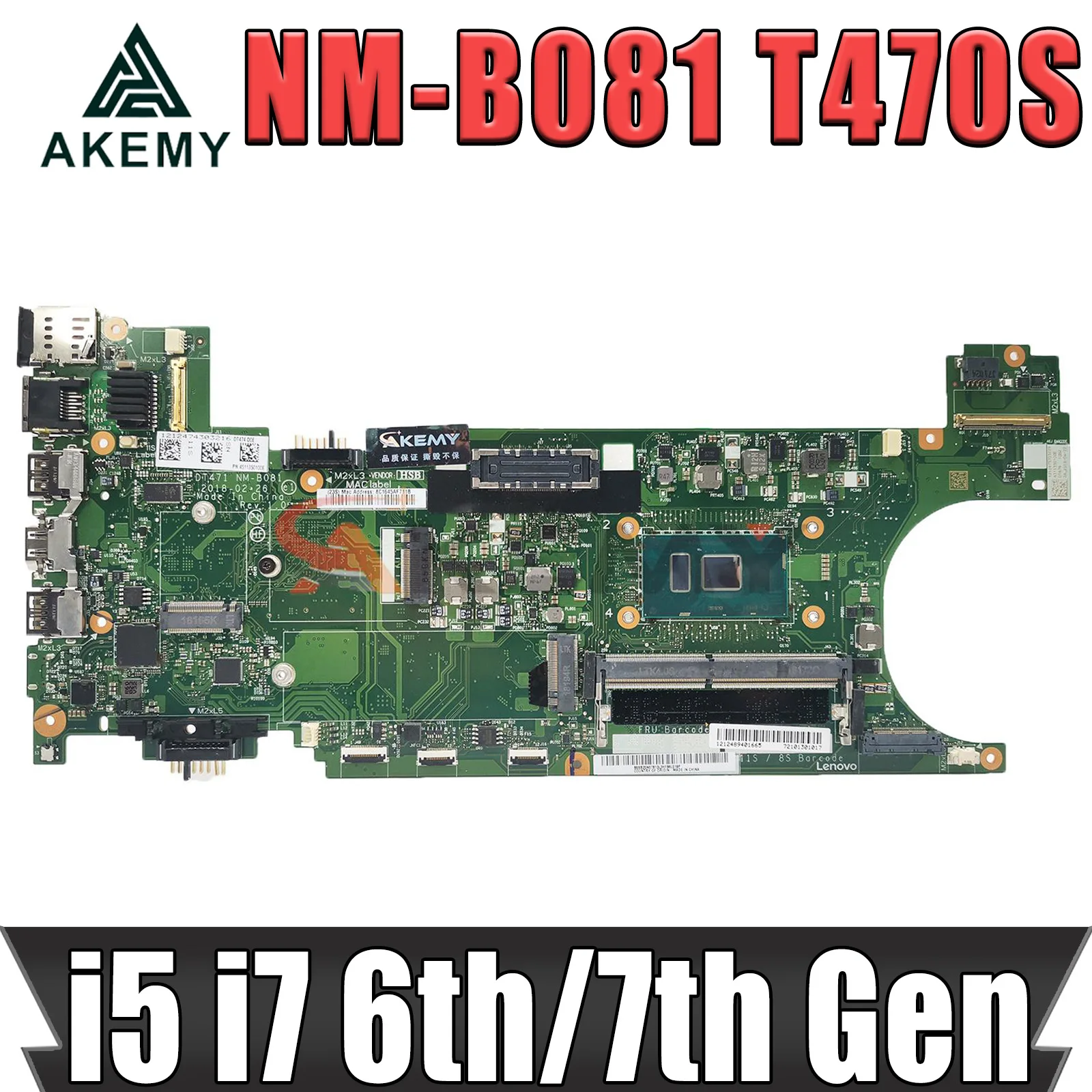 NM-B081 Motherboard.For Lenovo Thinkpad T470S Notebook Computer Mainboard.CPU I3 I5 I7 CPU.4G RAM 100% test work
NM-B081 Motherboard.For Lenovo Thinkpad T470S Notebook Computer Mainboard.CPU I3 I5 I7 CPU.4G RAM 100% test work