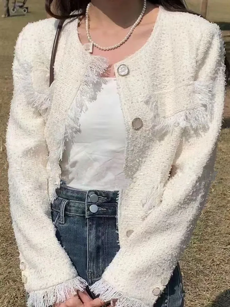 SMTHMA New Fashion Runway Tweed Coat For Women Causal Chic Tassel Long Sleeve O-Neck Short Jacket Ladies Outwear Tops
SMTHMA New Fashion Runway Tweed Coat For Women Causal Chic Tassel Long Sleeve O-Neck Short Jacket Ladies Outwear Tops