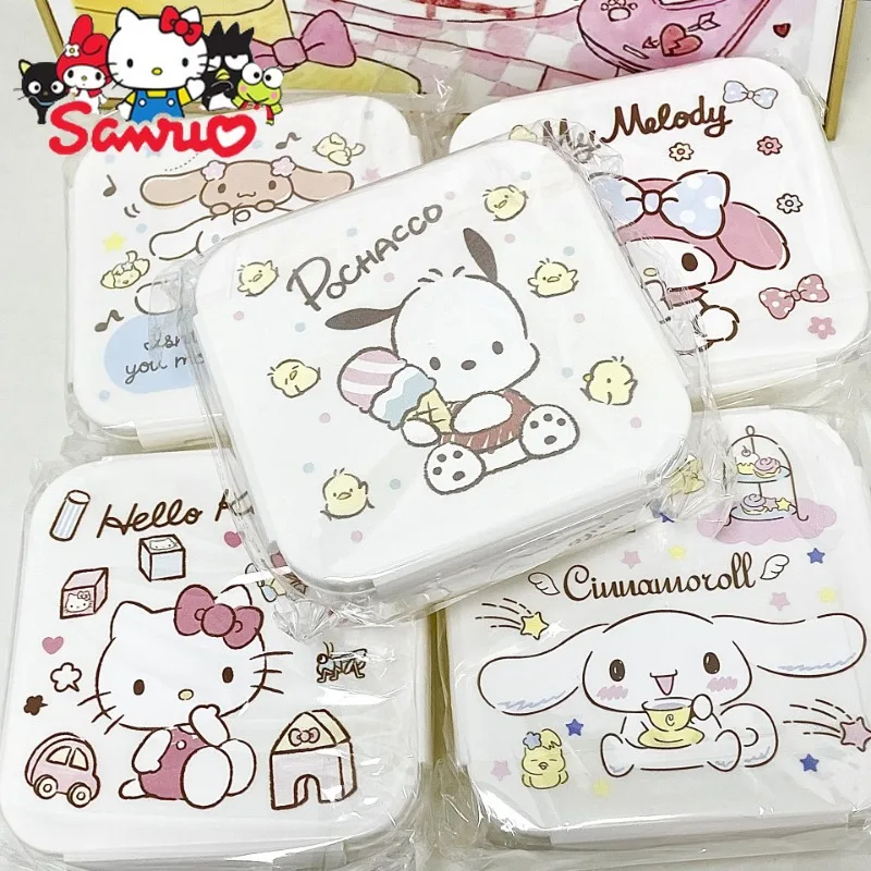 

Sanrio Kuromi Hello Kitty Melody Cinnamoroll pochaccoin квадратная коробка для хранения угловая наклейка открытка «сделай сам» Двойная защелка коробка для бенто