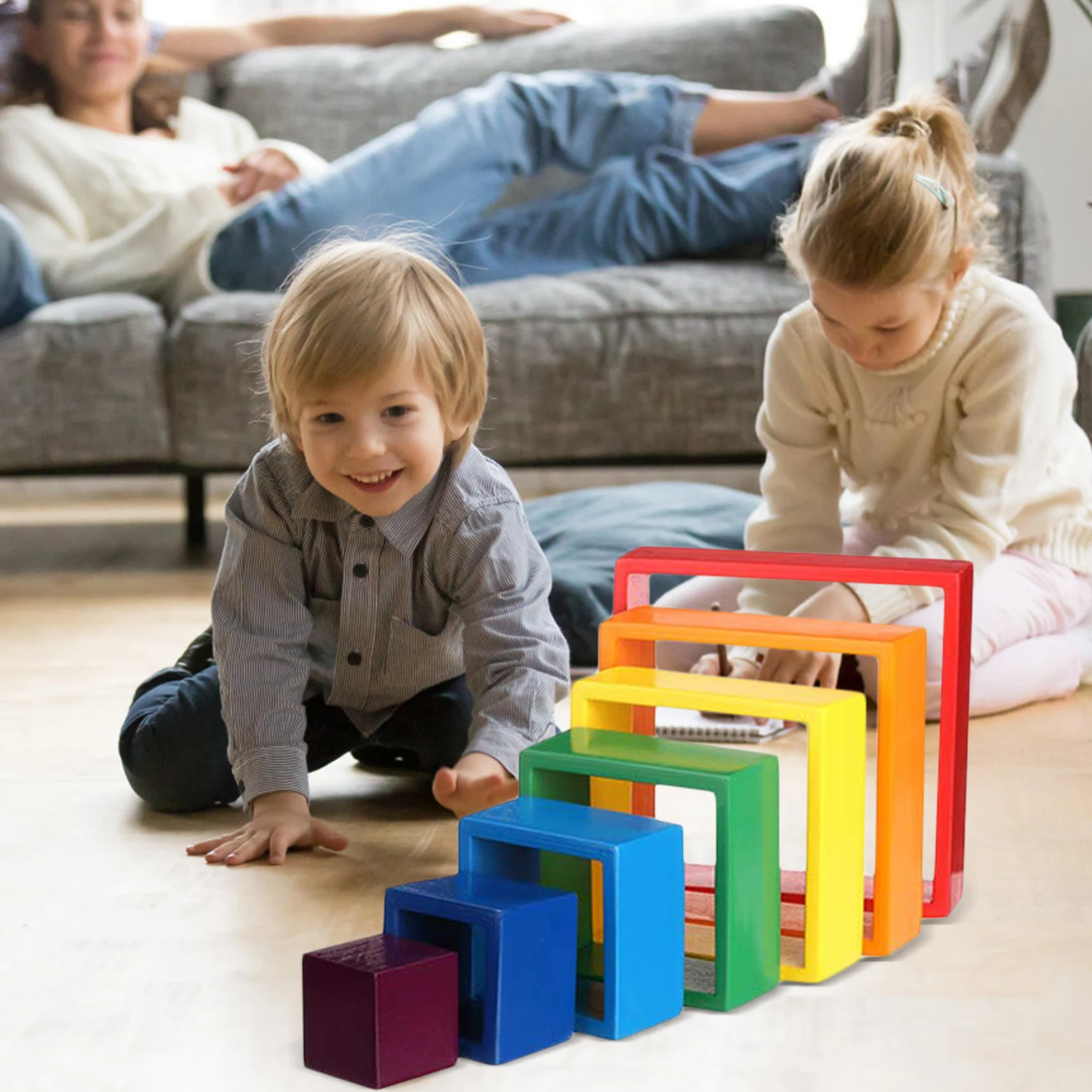 Large Rainbow Stacker Nesting Puzzle Toys Squares Tunnel Stacking Game Montessori Toys Baby Wooden Building Blocks Toddler Toy
Large Rainbow Stacker Nesting Puzzle Toys Squares Tunnel Stacking Game Montessori Toys Baby Wooden Building Blocks Toddler Toy