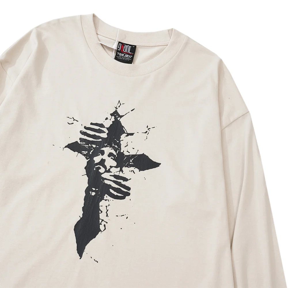 Frog Drift New Fashion Brand SAINT MICHAEL Cross Jesus Streetwear High Street Loose Oversize Long Sleeve Tshirt tee tops men 
Frog Drift New Fashion Brand SAINT MICHAEL Cross Jesus Streetwear High Street Loose Oversize Long Sleeve Tshirt tee tops men
