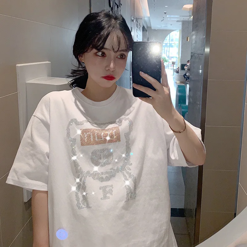 Short-sleeved T-shirt Women Summer Dress 2022 White Korean Fashion Loose Round Neck Print Mid-length Oversized T Shirt Y2k Top
Short-sleeved T-shirt Women Summer Dress 2022 White Korean Fashion Loose Round Neck Print Mid-length Oversized T Shirt Y2k Top