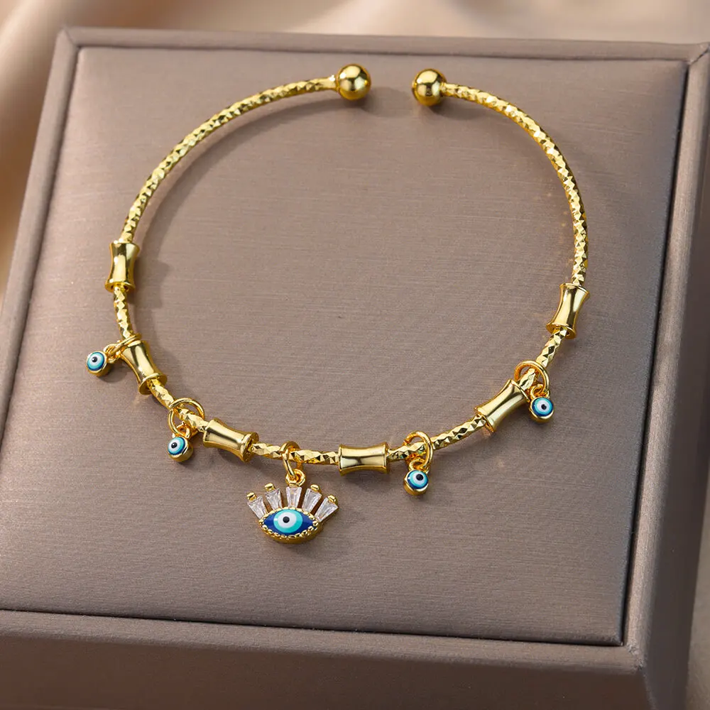 Lucky Eye Dropping Oil Turkish Evil Eye Bangle Adjustable Cubic Zirconia Cuff Bracelet for Women Girls Fashion Jewelry Gift
Lucky Eye Dropping Oil Turkish Evil Eye Bangle Adjustable Cubic Zirconia Cuff Bracelet for Women Girls Fashion Jewelry Gift