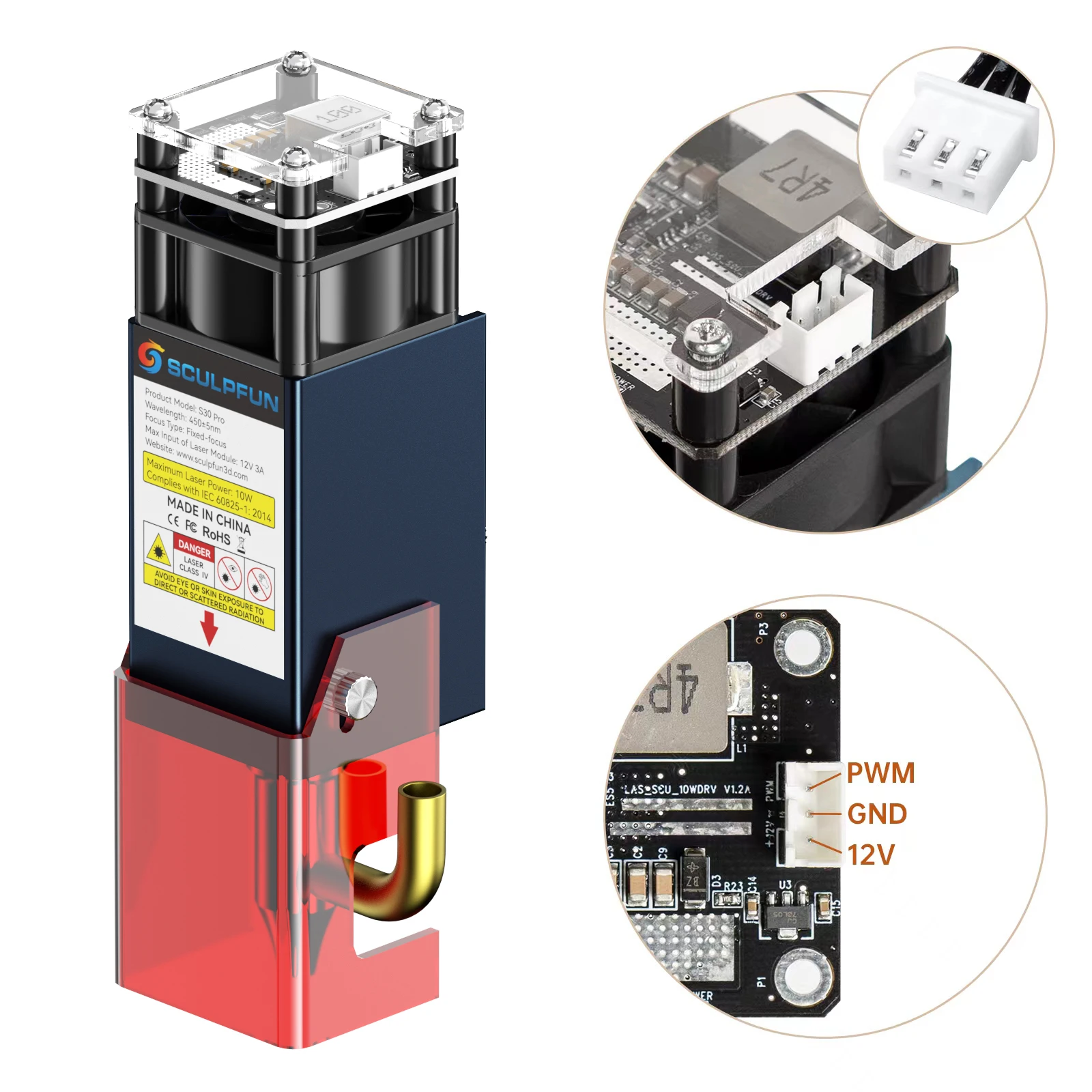 SCULPFUN S30 Pro 10W Laser Module Interchangeable Lens Built-in Air Assist Clean Cutting for SCULPFUN S9/S6pro/S6 Laser Cutting
SCULPFUN S30 Pro 10W Laser Module Interchangeable Lens Built-in Air Assist Clean Cutting for SCULPFUN S9/S6pro/S6 Laser Cutting