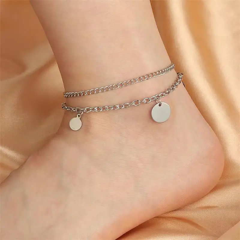 Trendy Double Layer Wafer Pendant Silver Anklets For Women Girls Charm Beach Ankle Bracelet Personalized Foot Chain Jewelry Gift
Trendy Double Layer Wafer Pendant Silver Anklets For Women Girls Charm Beach Ankle Bracelet Personalized Foot Chain Jewelry Gift