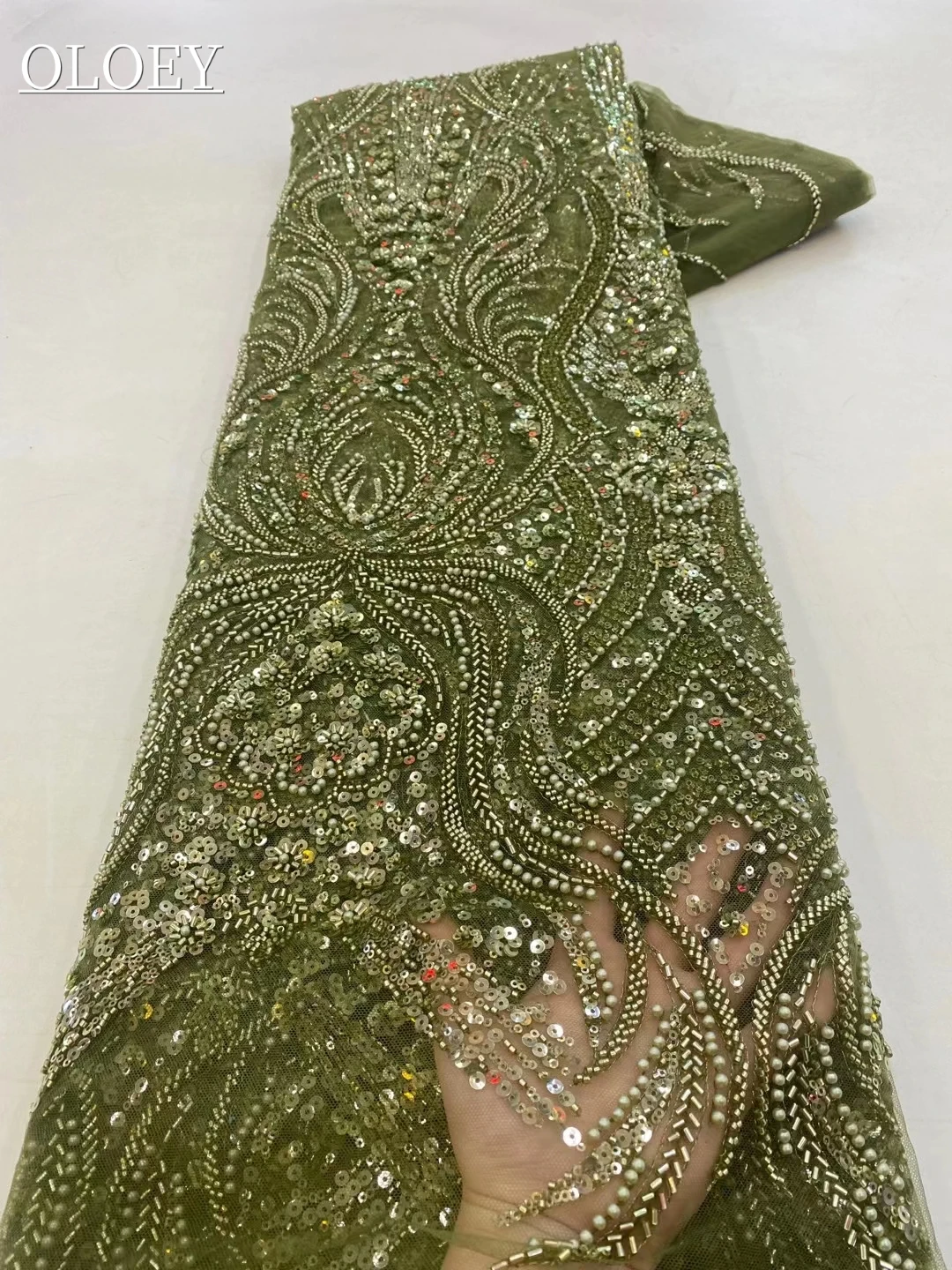 High Quality Fashion African Tulle Embroidered Groom Lace Fabric With Sequins Lace Fabric For Wedding Dress 
High Quality Fashion African Tulle Embroidered Groom Lace Fabric With Sequins Lace Fabric For Wedding Dress