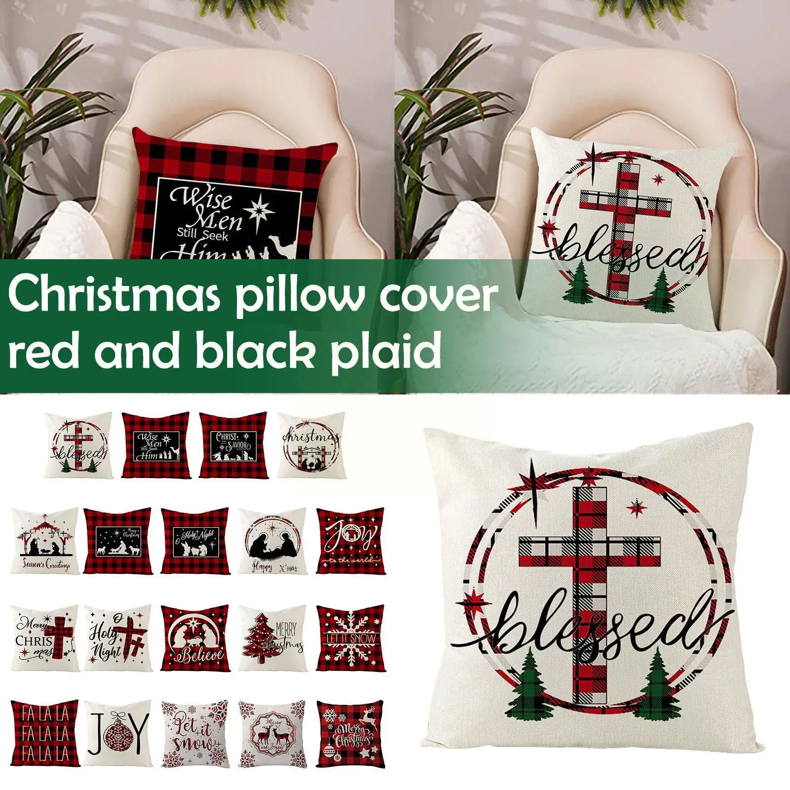 1pc Christmas Cushion Cover Red Black Plaid Pillow Home Living Pillow Decor Decorativ Throw Cover Pillow Polyester B8p3
1pc Christmas Cushion Cover Red Black Plaid Pillow Home Living Pillow Decor Decorativ Throw Cover Pillow Polyester B8p3
