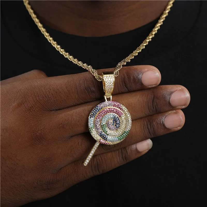 Lovely Multicolor Lollipop Pendant For Men Hip Hop Necklace Chain Micro Pave Zircon Rock Rapper Jewelry
Lovely Multicolor Lollipop Pendant For Men Hip Hop Necklace Chain Micro Pave Zircon Rock Rapper Jewelry