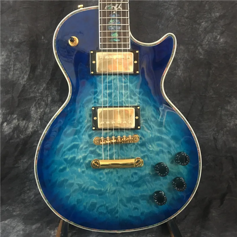 

Новая высококачественная электрическая гитара, гриф для электрической гитары с цветочной вставкой, большой голубой цветок. Бесплатная доставка