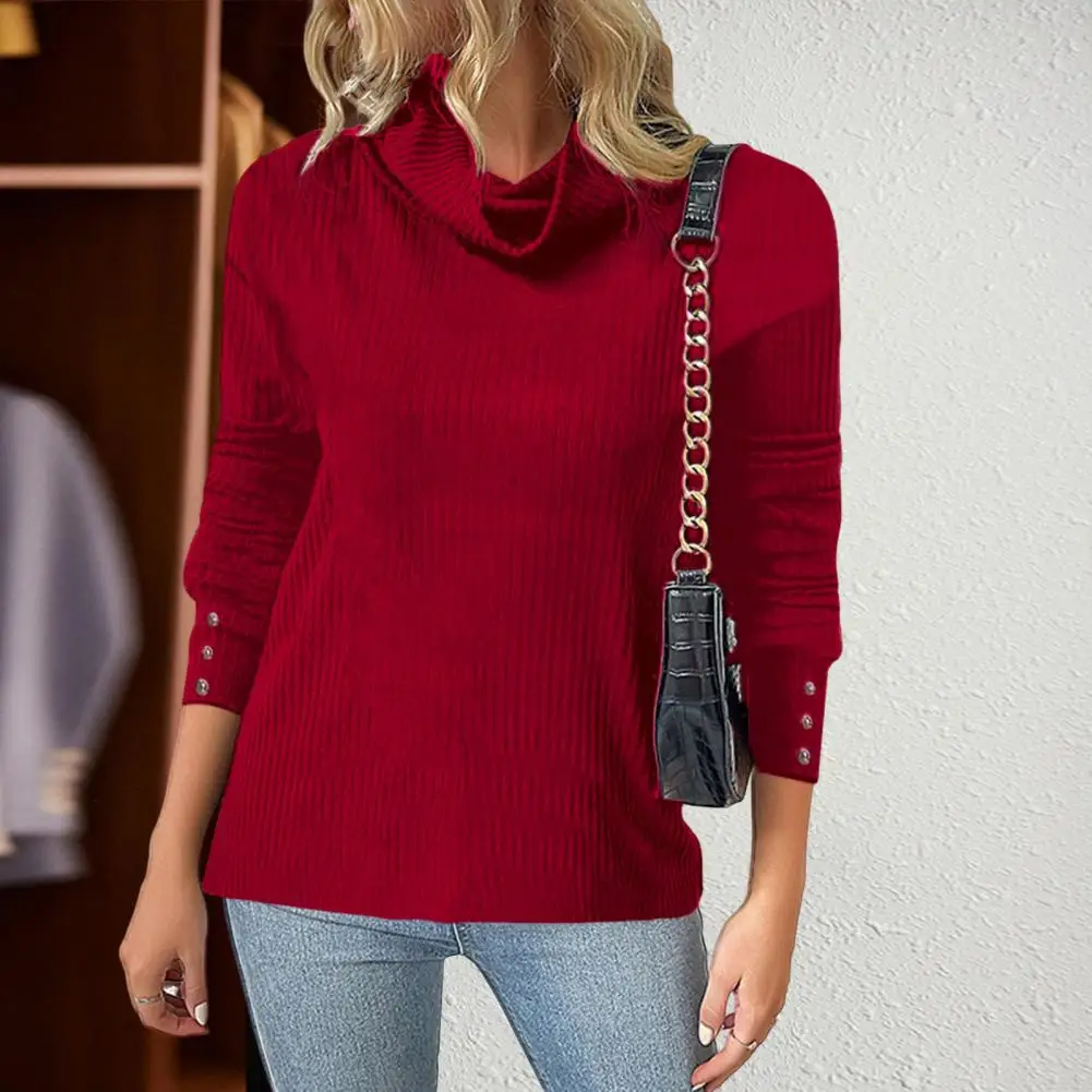 Women Sweater Turtleneck Long Sleeve Buttons Cuffs Ribbed Winter Solid Color Loose Warm Sweater Jumper Female Clothing
Women Sweater Turtleneck Long Sleeve Buttons Cuffs Ribbed Winter Solid Color Loose Warm Sweater Jumper Female Clothing