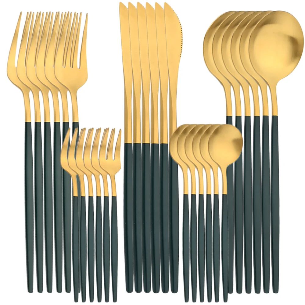Zoseil Tableware Sets 30 Pieces Stainless Steel Green Gold Cutlery Cake Fork Western-style Kitchen Cutlery
Zoseil Tableware Sets 30 Pieces Stainless Steel Green Gold Cutlery Cake Fork Western-style Kitchen Cutlery