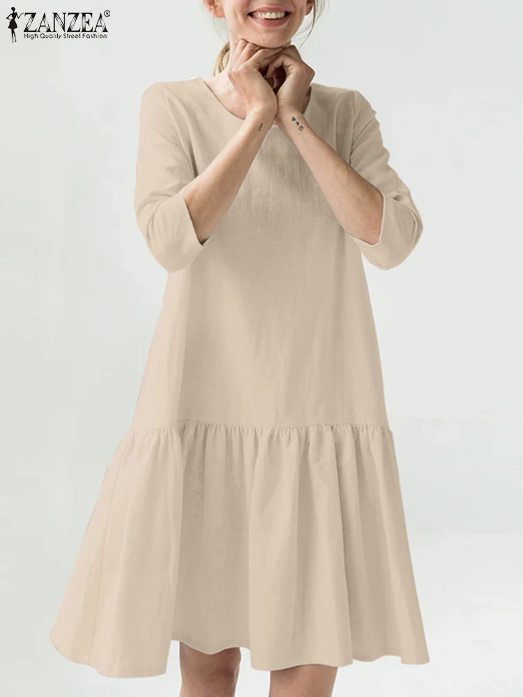 ZANZEA Lady Elegant Ruffles Dresses Retro Cotton Sundress Summer Causal Solid Dress Women Short Sleeve Work Vestido Female Robe
ZANZEA Lady Elegant Ruffles Dresses Retro Cotton Sundress Summer Causal Solid Dress Women Short Sleeve Work Vestido Female Robe