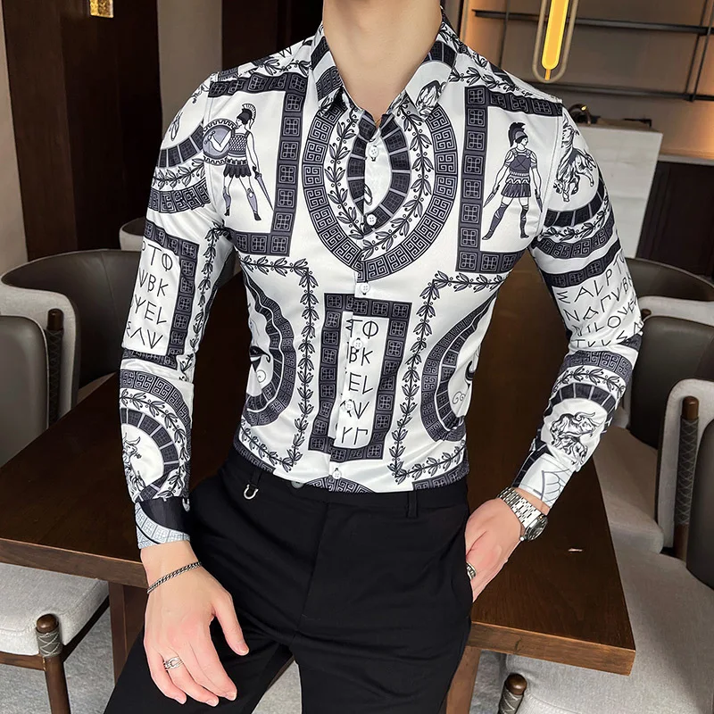 2021 Brand Men's Shirts Long Sleeve Slim Casual Shirt Vintage Print Streetwear Social Office Blouse Male Business Dress Shirts
2021 Brand Men's Shirts Long Sleeve Slim Casual Shirt Vintage Print Streetwear Social Office Blouse Male Business Dress Shirts