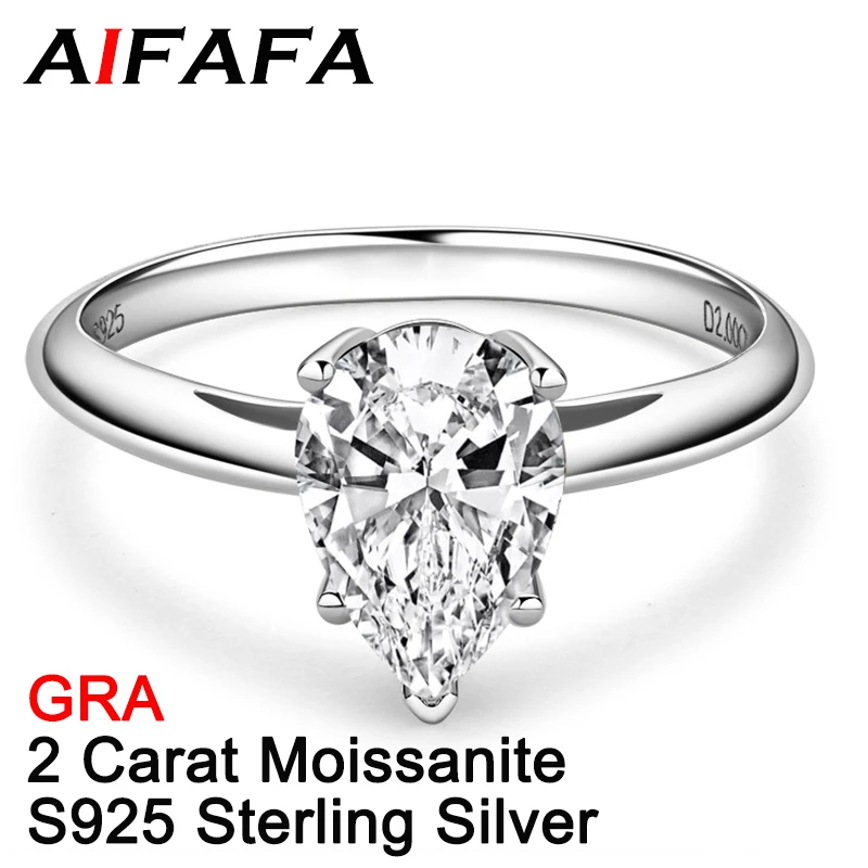 AIFAFA Real 2 Carat Moissanite Ring For Women Top Quality 100% S925 Sterling Silver Water Drop Sparkling Diamond Ring Jewelry
AIFAFA Real 2 Carat Moissanite Ring For Women Top Quality 100% S925 Sterling Silver Water Drop Sparkling Diamond Ring Jewelry