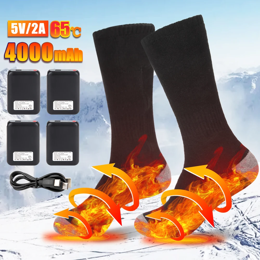 65℃ Heated Socks 4000mAh USB Rechargeable Heated Boots Outdoor Snowmobile Ski Socks Winter Heated Socks
65℃ Heated Socks 4000mAh USB Rechargeable Heated Boots Outdoor Snowmobile Ski Socks Winter Heated Socks