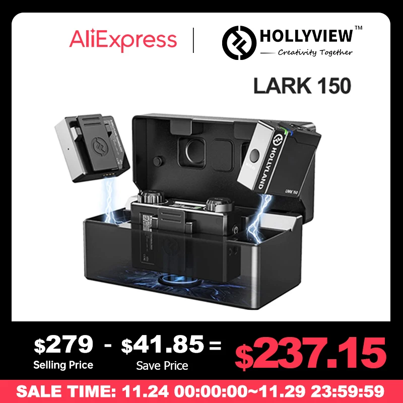 Hollyland Lark 150 2.4G Professional Wireless Lavalier Microphone for PC iPhone14 Xiaomi Sony Canon Live Stream and Interview
Hollyland Lark 150 2.4G Professional Wireless Lavalier Microphone for PC iPhone14 Xiaomi Sony Canon Live Stream and Interview