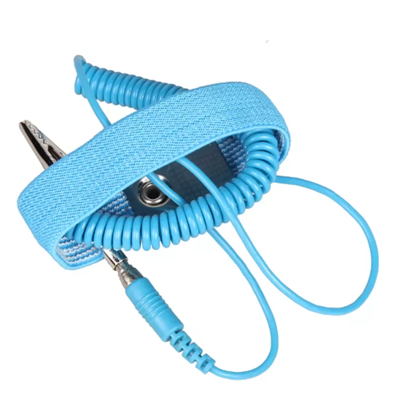 

2pcs/set Portable Adjustable Antistatic Bracelet Wired Strap Discharge Wristband Ground Lead Workplace Safety Supplies Equipment