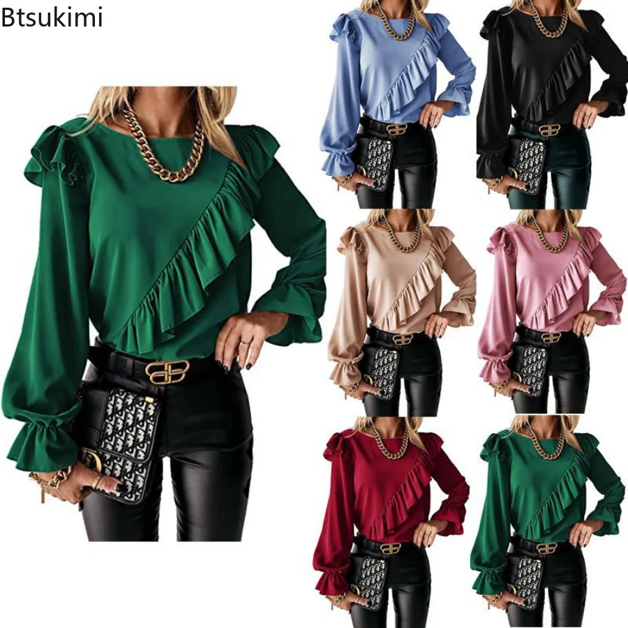 New 2022 Women's Casual Long Sleeve Shirts Ruffles Design Solid Ladies Chic Tunic Tops Office Business Wear Tops Woman Shirts
New 2022 Women's Casual Long Sleeve Shirts Ruffles Design Solid Ladies Chic Tunic Tops Office Business Wear Tops Woman Shirts