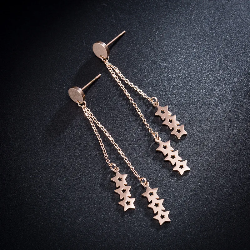 Titanium Steel Star Tassel Stud Earrings For Women Minimalist Style Banquet Jewelry
Titanium Steel Star Tassel Stud Earrings For Women Minimalist Style Banquet Jewelry