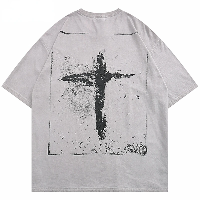 2023 Summer Men Washed T Shirt Hip Hop Streetwear Cross Printed T-Shirt Harajuku Cotton Loose T-shirt Short Sleeve Tops Tees
2023 Summer Men Washed T Shirt Hip Hop Streetwear Cross Printed T-Shirt Harajuku Cotton Loose T-shirt Short Sleeve Tops Tees