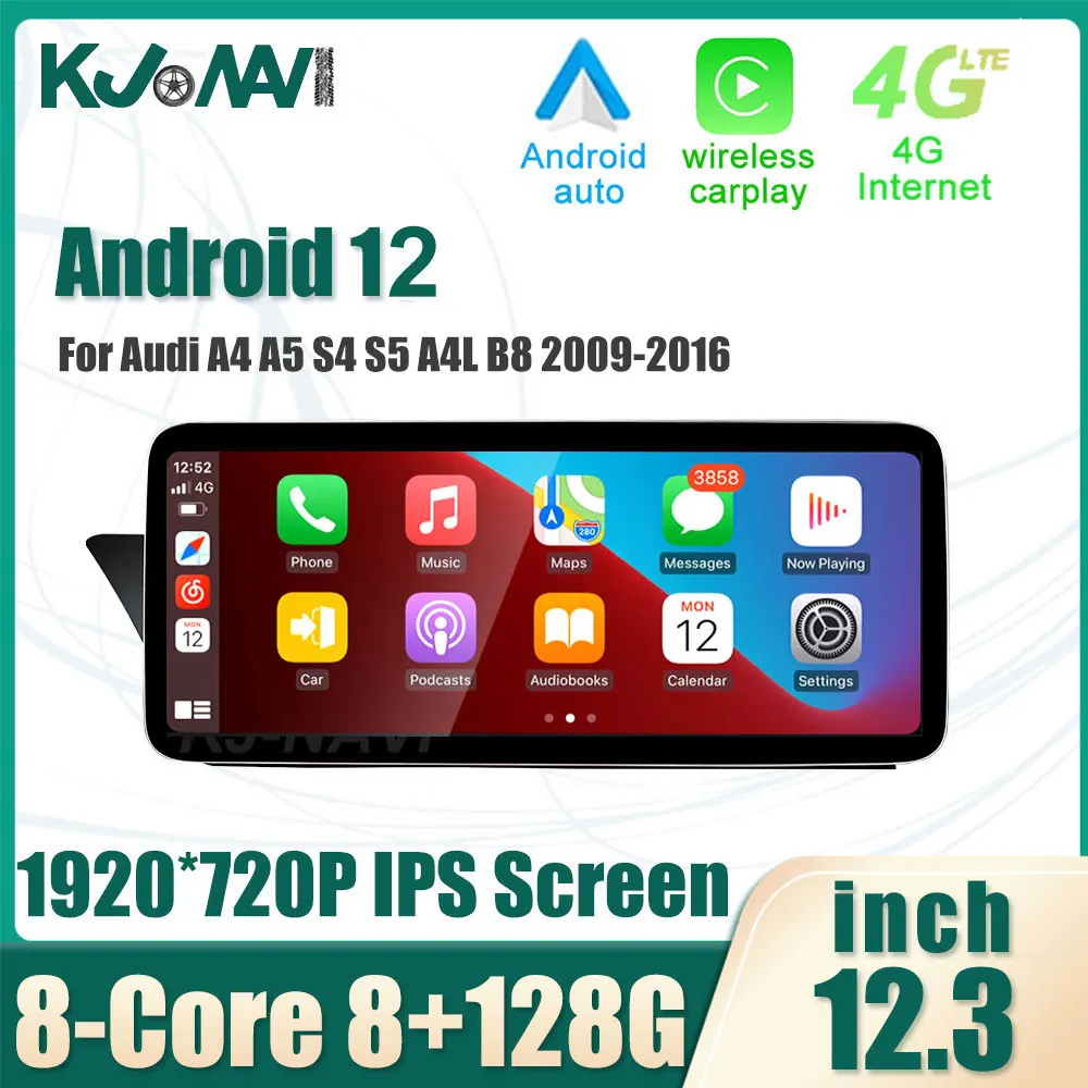 

12.3 Inch Android 12 Touch Screen Car Carplay Monitors Multimedia Player Speacker Radio For Audi A4 A5 S4 S5 A4L B8 2009-2016