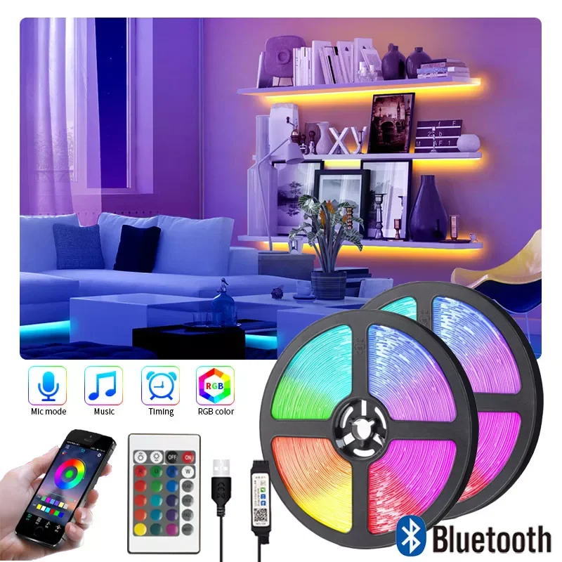 LED Strip Light Fita RGB 5050 Luces String Flexible Lamp Tape DC5V Bluetooth Infrared Control TV Backlight Home Party Decoration
LED Strip Light Fita RGB 5050 Luces String Flexible Lamp Tape DC5V Bluetooth Infrared Control TV Backlight Home Party Decoration