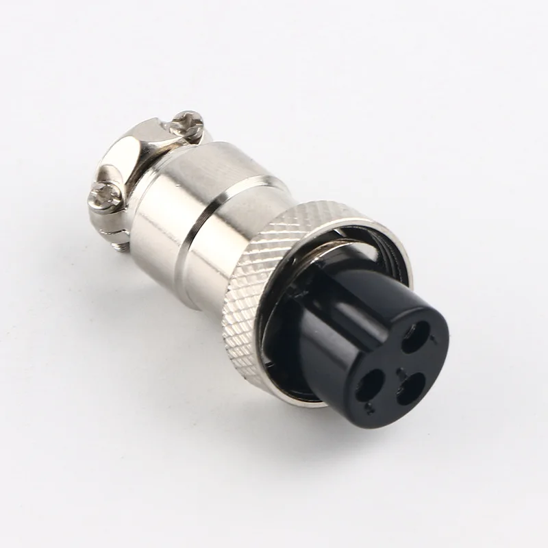 

1set GX16 Nut Type Female Electrical Connector 3 Pin Circular Aviation Socket Plug Wire Panel Connector 12.44MM