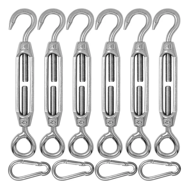 ABHG 6 Pieces Of 304 Stainless Steel M4 Eye & Hook Turn Buckle Wire Rope Tension + 4 Spring Hook - Silver Color
ABHG 6 Pieces Of 304 Stainless Steel M4 Eye & Hook Turn Buckle Wire Rope Tension + 4 Spring Hook - Silver Color