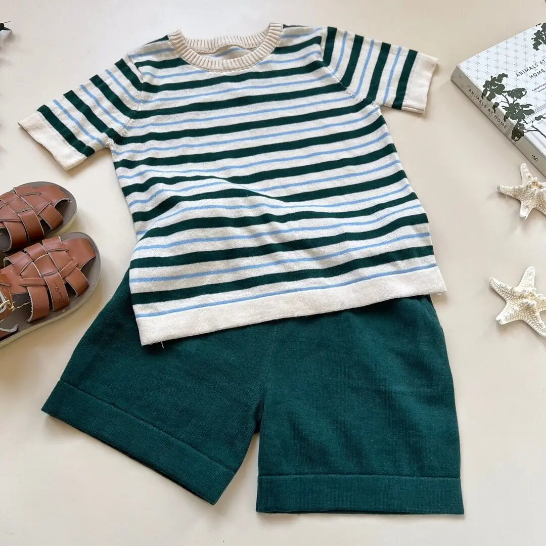 Детский трикотажный комплект из футболки и шортов летний Дизайнерский Костюм