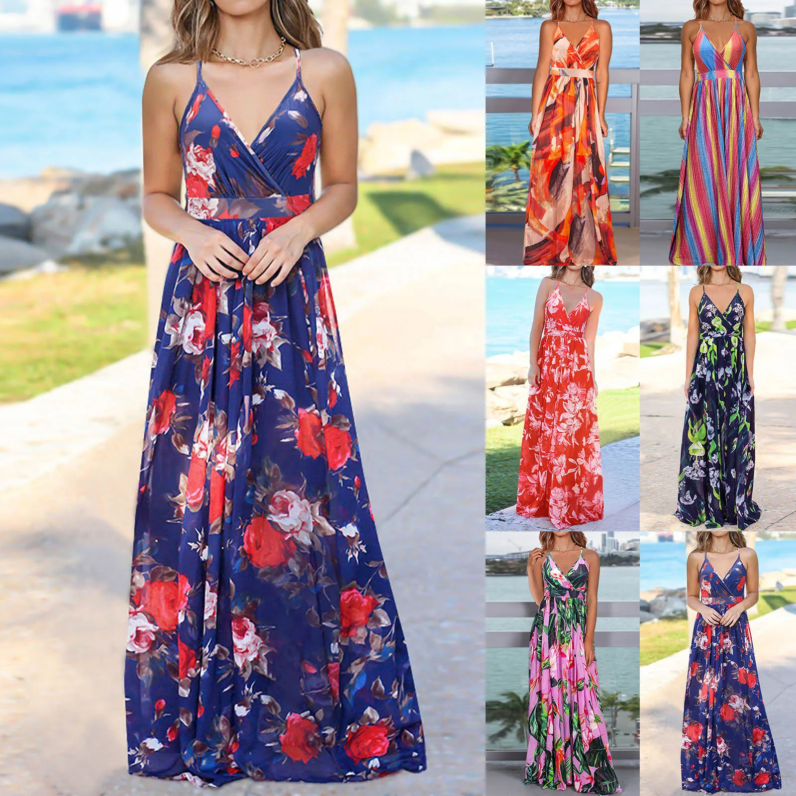 Women Sleeveless Dress Summer Sexy Deep V Bohemian Print Streetwear Beach Holiday Spagheti Strap Dresses Elegant Female vestidos
Women Sleeveless Dress Summer Sexy Deep V Bohemian Print Streetwear Beach Holiday Spagheti Strap Dresses Elegant Female vestidos