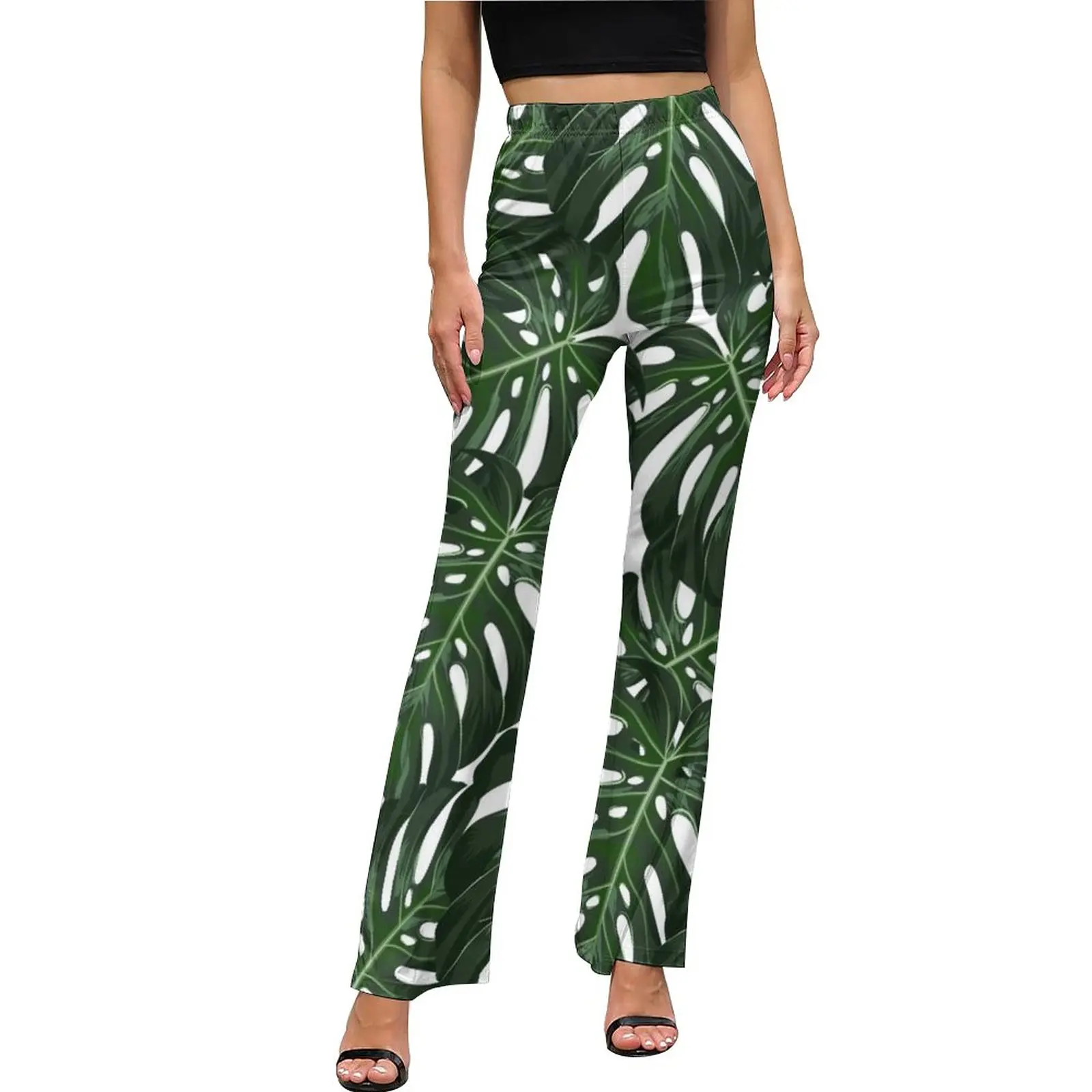 Женские брюки с высокой посадкой и листьями, популярные расклешенные брюки, базовые спортивные брюки 
Женские брюки с высокой посадкой и листьями, популярные расклешенные брюки, базовые спортивные брюки