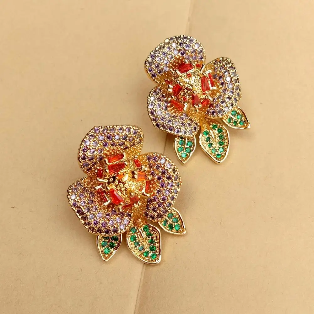 Y·YING New Fashion Cubic Zirconia Pave Flower Shape Gold Plated Stud Earrings For Women Gift
Y·YING New Fashion Cubic Zirconia Pave Flower Shape Gold Plated Stud Earrings For Women Gift