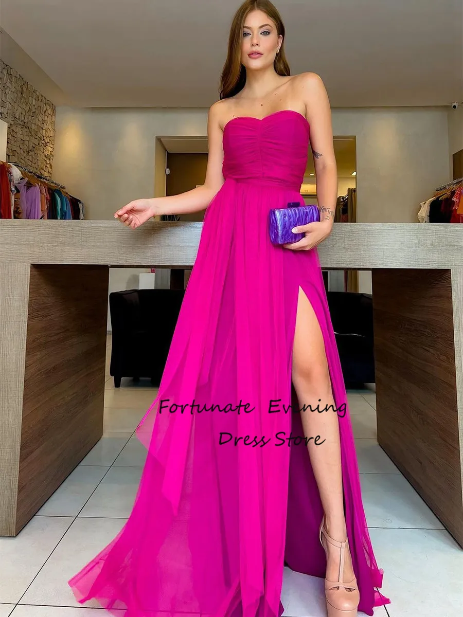 Women Simple Strapless Chiffon Evening Dresses Floor-Length Ruffle Backless Sleeveless Belt Straight Split Fork Prom Dresses
Women Simple Strapless Chiffon Evening Dresses Floor-Length Ruffle Backless Sleeveless Belt Straight Split Fork Prom Dresses