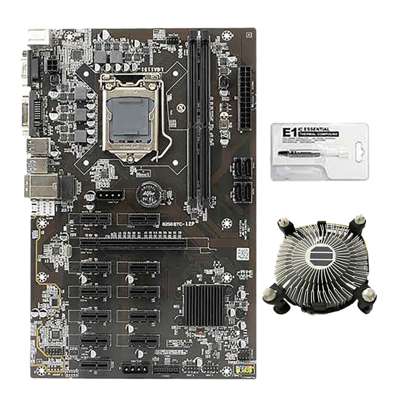 B250 BTC Mining Motherboard With Cooling Fan 12 PCI-E Graphics Card Slot LGA1151 SATA3.0 Support DDR4 RAM For BTC Mining
B250 BTC Mining Motherboard With Cooling Fan 12 PCI-E Graphics Card Slot LGA1151 SATA3.0 Support DDR4 RAM For BTC Mining