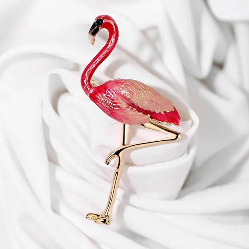 

Cute Enamel Pink Flamingo Brooches Unisex Women and Men Brooch Pin Bird Animal Broches Fashion Dress Coat Accessories Gift