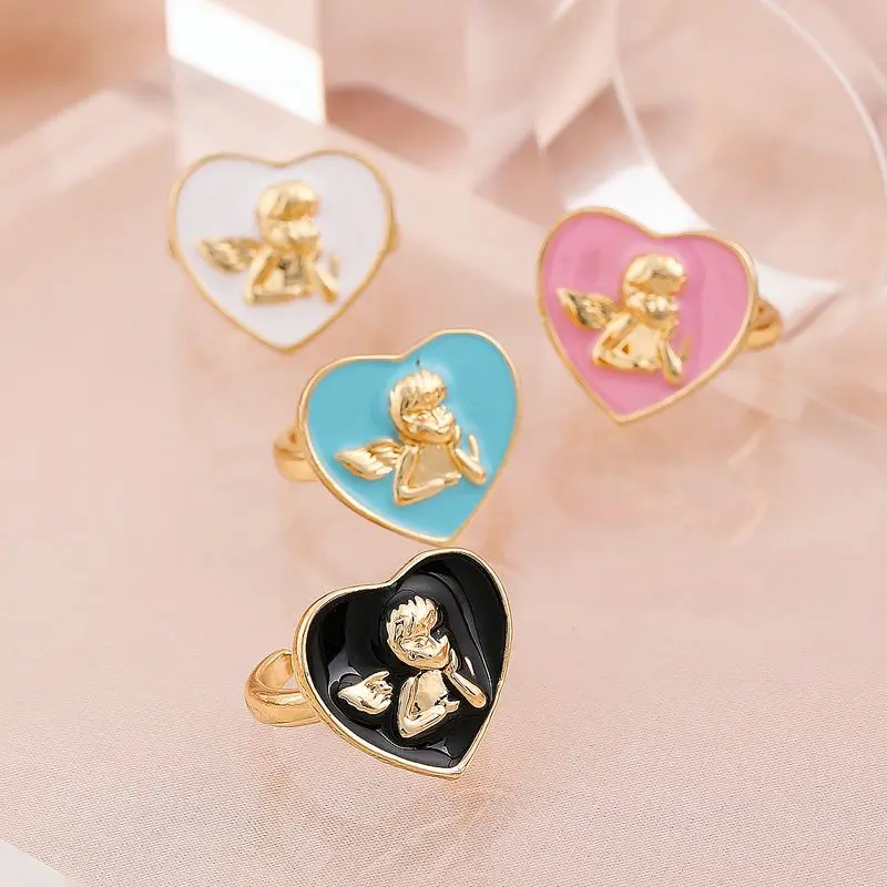 Kpop Fashion New Angel Wing Ring Gold Plated Love Heart Open Ring Hip-Hop Personality Ins Bear Jewelry Wholesale Gift
Kpop Fashion New Angel Wing Ring Gold Plated Love Heart Open Ring Hip-Hop Personality Ins Bear Jewelry Wholesale Gift