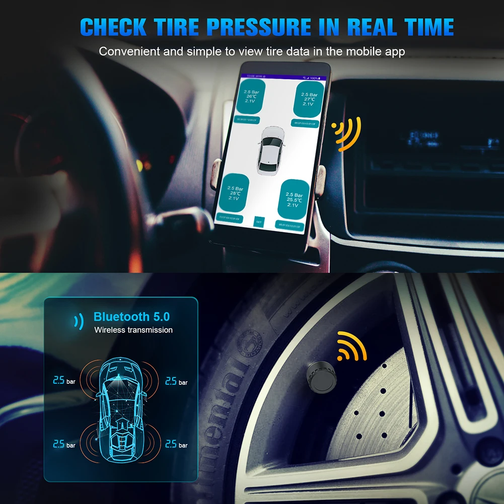Motorcycle TPMS Android Tire Pressure Sensors Tyre Pressure Monitoring System External Sensor Bluetooth Android/IOS Car TMPS
Motorcycle TPMS Android Tire Pressure Sensors Tyre Pressure Monitoring System External Sensor Bluetooth Android/IOS Car TMPS