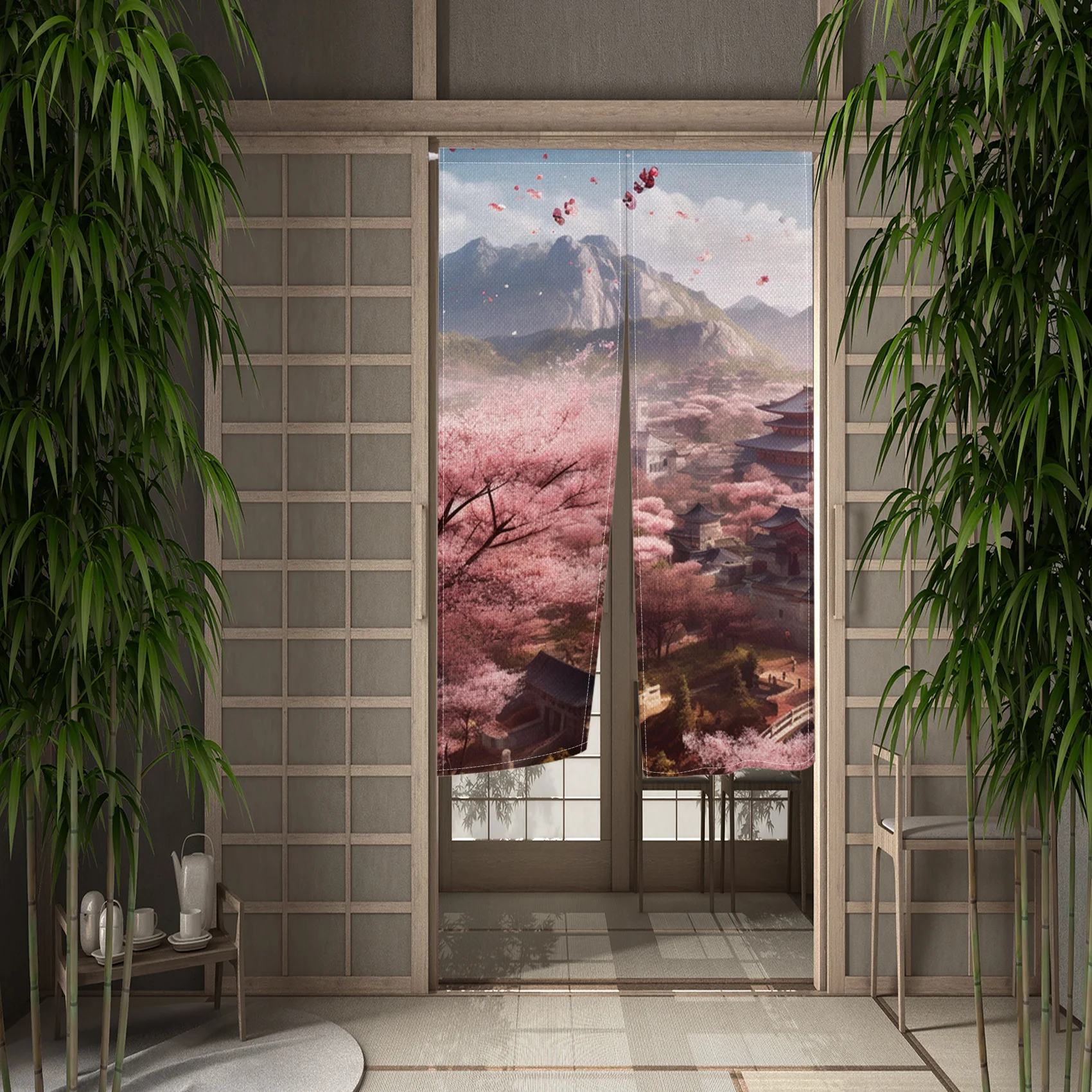 Японская раздельная дверная занавеска Noren Сакура
Японская раздельная дверная занавеска Noren Сакура