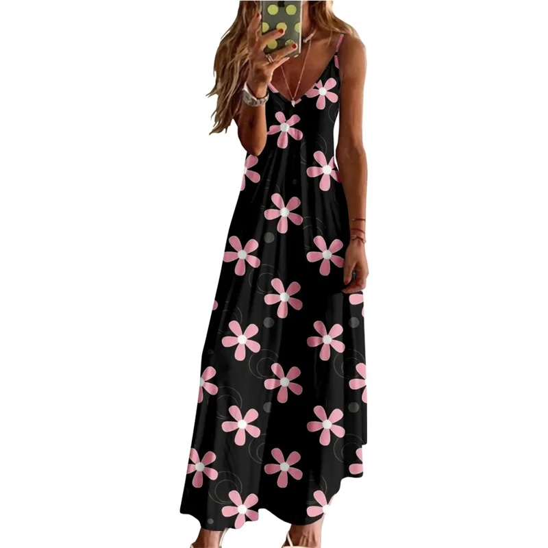 Spring Summer Women V-Neck Strap Printed Sexy Beach Long Maxi Dress Sleeveless Vintage Clothing Holiday Vestido
Spring Summer Women V-Neck Strap Printed Sexy Beach Long Maxi Dress Sleeveless Vintage Clothing Holiday Vestido
