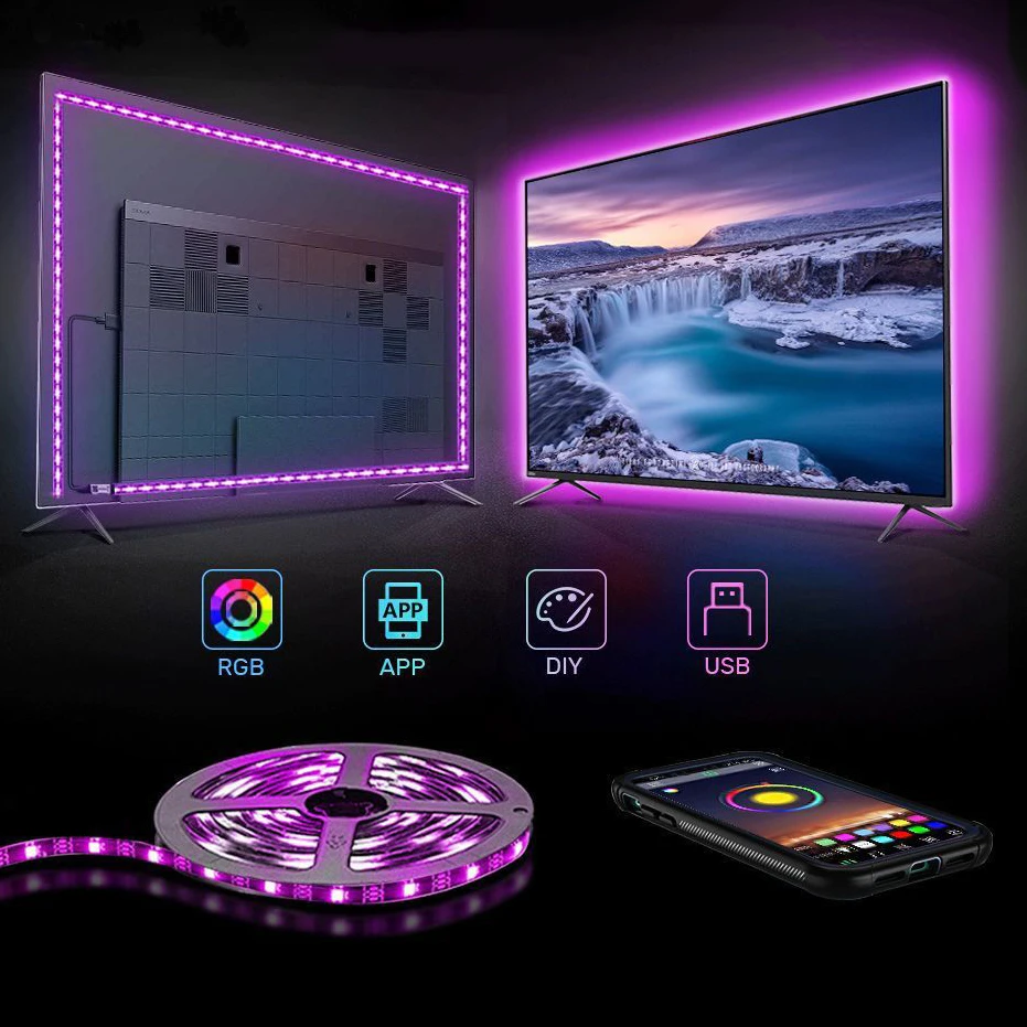 LED Strip Light RGB 5V USB LED RGB Lights Bluetooth Flexible LED Lamp Tape Ribbon RGB TV Desktop Screen BackLight Diode Tape
LED Strip Light RGB 5V USB LED RGB Lights Bluetooth Flexible LED Lamp Tape Ribbon RGB TV Desktop Screen BackLight Diode Tape
