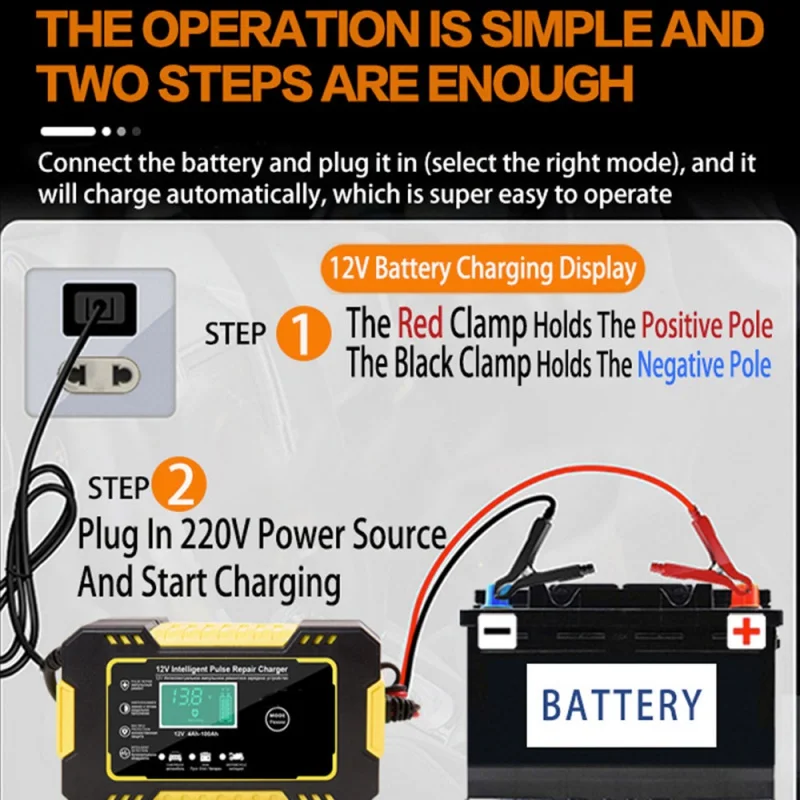 Car Battery Charger 12V 6A Smart Trickle Charger Automotive 12V 24V Maintainer Desulfator for Car Motorcycle Lawn Mower Marine
Car Battery Charger 12V 6A Smart Trickle Charger Automotive 12V 24V Maintainer Desulfator for Car Motorcycle Lawn Mower Marine