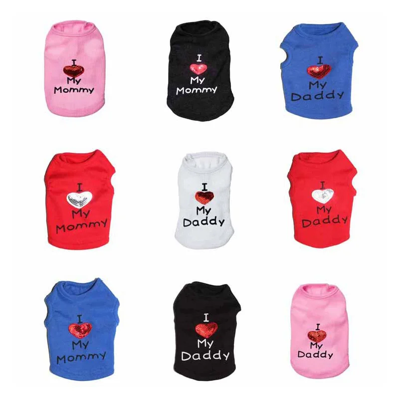 Spring Pet Dogs Clothes I Love Daddy Screw Thread Sleeveless Sweatshirt for Cats Solid Color Puppy Coat Sequins Pet Clothing
Spring Pet Dogs Clothes I Love Daddy Screw Thread Sleeveless Sweatshirt for Cats Solid Color Puppy Coat Sequins Pet Clothing