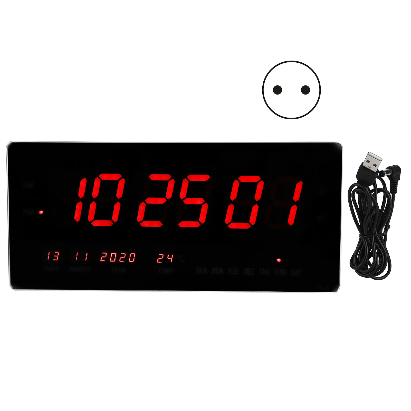 LED Digital Wall Clock Simple Stylish USB Desktop Calendar Week Month Display Clock DC5V EU Plug 110‑220V
LED Digital Wall Clock Simple Stylish USB Desktop Calendar Week Month Display Clock DC5V EU Plug 110‑220V