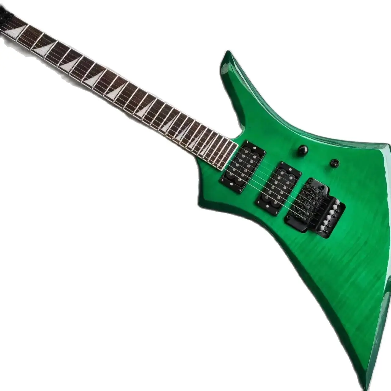 Factory sales of 6-string tremolo electric guitars, irregular green body, rose wood neck, customizable, free shipping
Factory sales of 6-string tremolo electric guitars, irregular green body, rose wood neck, customizable, free shipping