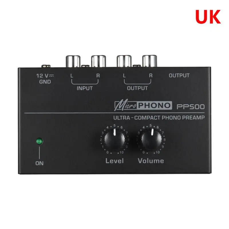 

PP500 Phono Preamp Preamplifier with Level Volume Controls RCA Input Output 1/4" TRS Interfaces for LP Vinyl Turntable